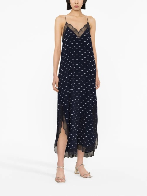 Zadig&Voltaire lace-trim silk midi dress - Blue - zdjęcie produktu nr 2