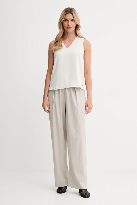 Calvin Klein bluzka damska kolor beżowy gładka LV044D164G - zdjęcie produktu nr 2