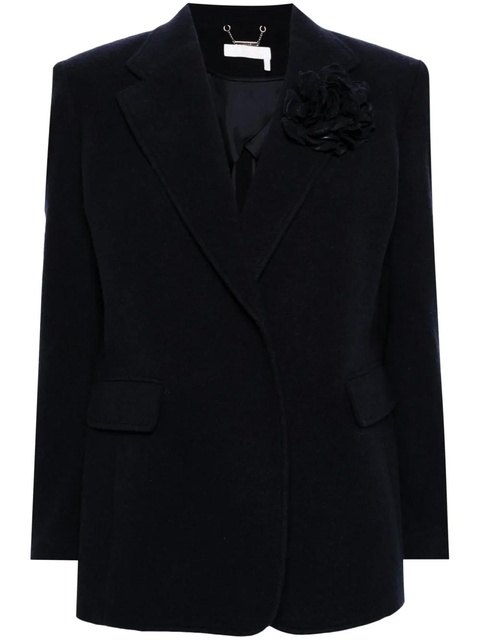 Chloé brooch-detail single-breasted blazer - Blue - zdjęcie produktu nr 1