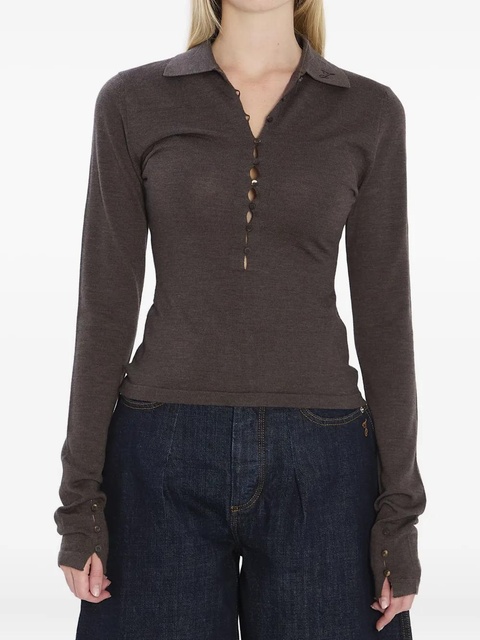Jacquemus polo-collar buttoned top - Brown - zdjęcie produktu nr 1