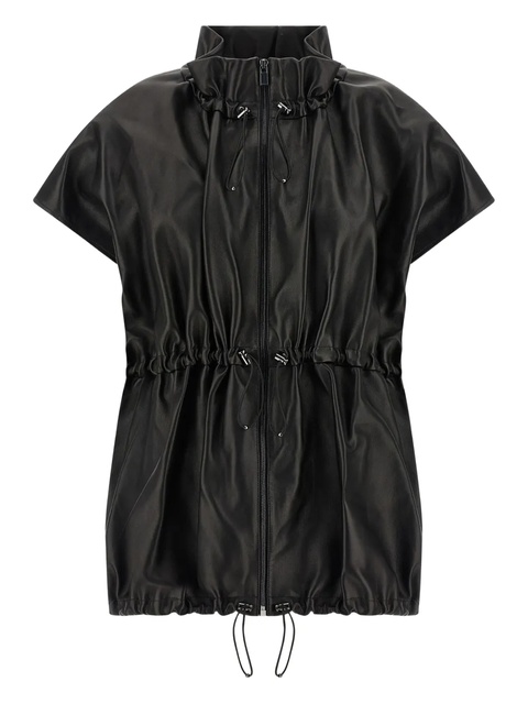 Magda Butrym ruffled high-neck leather jacket - Black - zdjęcie produktu nr 2