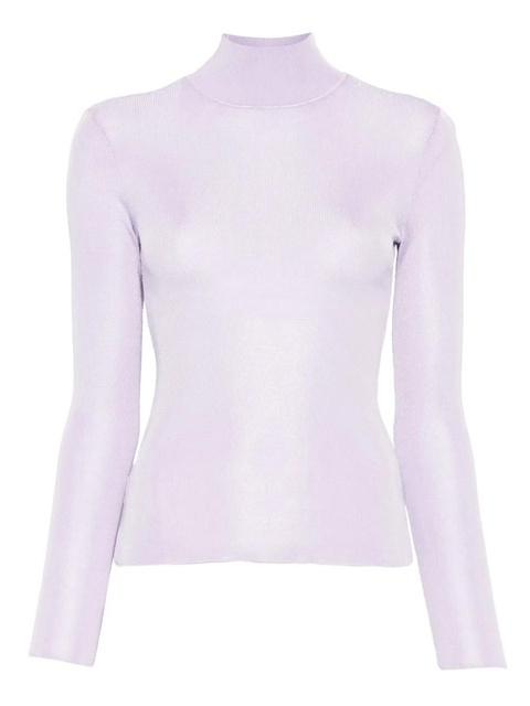Self-Portrait ribbed high-neck top - Purple - zdjęcie produktu nr 1