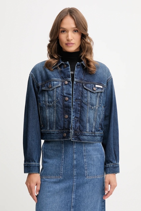 Calvin Klein Jeans kurtka jeansowa bawełniana kolor niebieski przejściowa LV047D838G - zdjęcie produktu nr 1