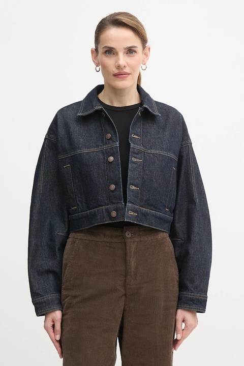 Calvin Klein Jeans kurtka jeansowa kolor granatowy przejściowa oversize LV047D700G - zdjęcie produktu nr 1