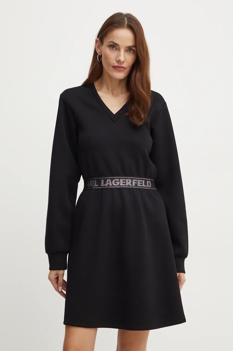 Karl Lagerfeld sukienka kolor czarny mini rozkloszowana 246W1312 - zdjęcie produktu nr 1