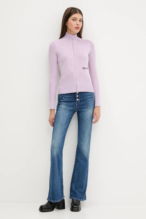 Karl Lagerfeld Jeans kardigan bawełniany damski kolor fioletowy lekki A3W18010 - zdjęcie produktu nr 2