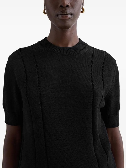 Jil Sander pointelle knitted t-shirt - Black - zdjęcie produktu nr 2