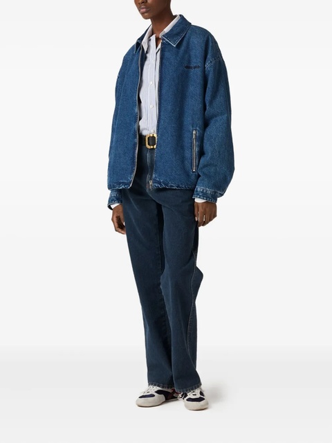 Miu Miu logo-embroidered denim jacket - Blue - zdjęcie produktu nr 2