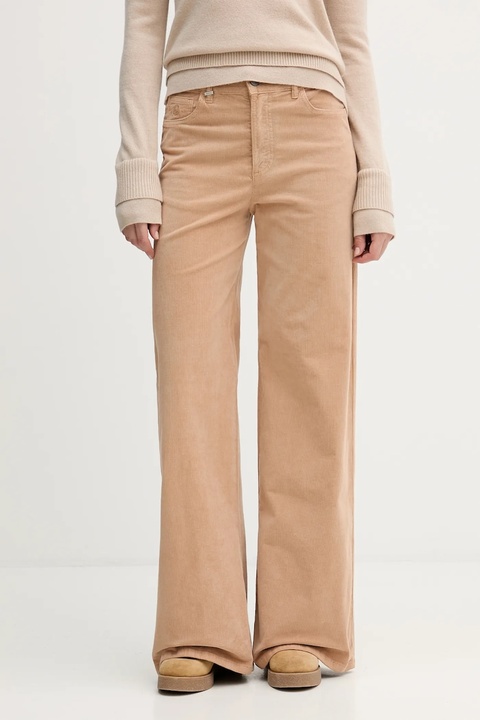 United Colors of Benetton spodnie damskie kolor beżowy szerokie high waist 41ULDE029 - zdjęcie produktu nr 1