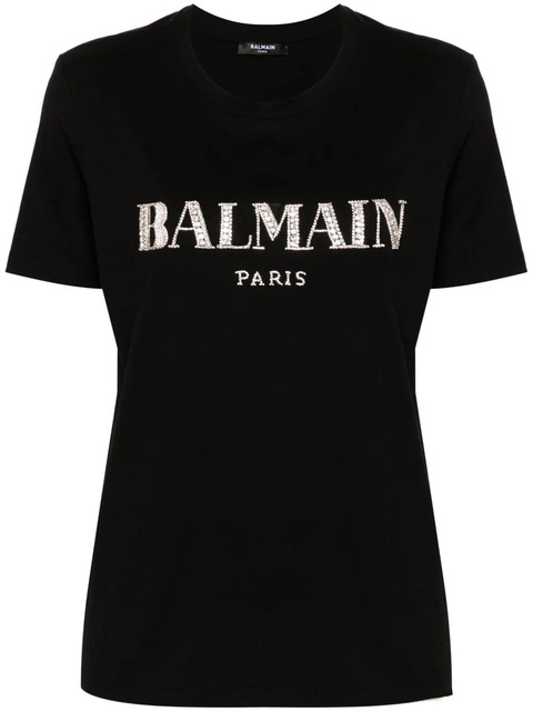 Balmain crystal-logo cotton T-shirt - Black - zdjęcie produktu nr 1