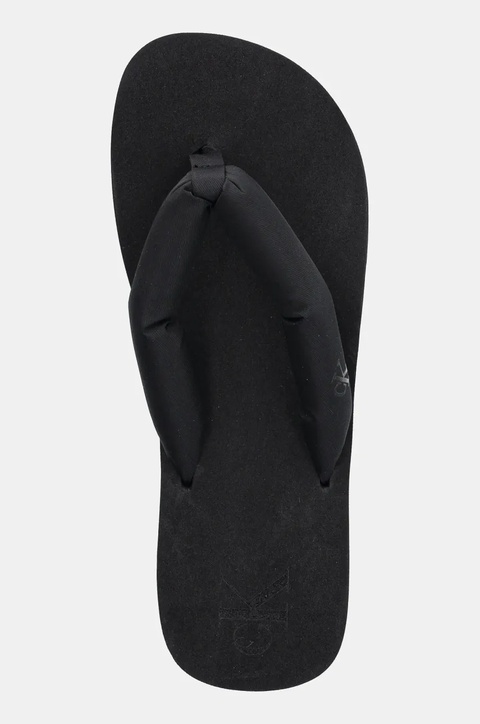 Calvin Klein Jeans japonki BEACH SANDAL FLATFORM TTXR SATIN damskie kolor czarny na platformie YW0YW01723 - zdjęcie produktu nr 2