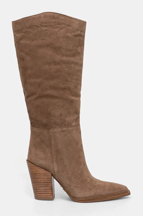 Steve Madden kozaki zamszowe Bronty damskie kolor brązowy na słupku SM11003353 - zdjęcie produktu nr 2