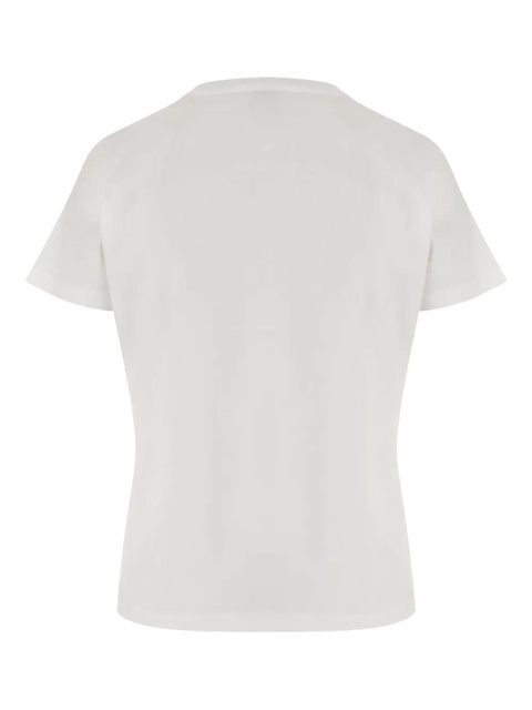 PINKO crystal-embellished logo crew-neck T-shirt - White - zdjęcie produktu nr 2