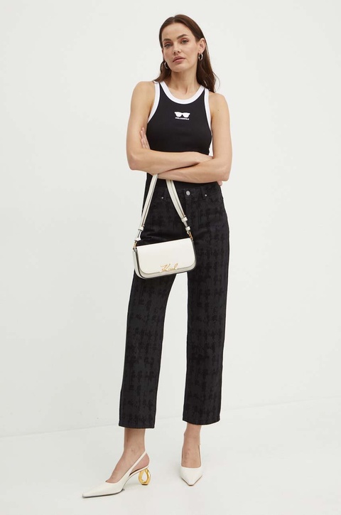 Karl Lagerfeld top damski kolor czarny 245W1719 - zdjęcie produktu nr 2