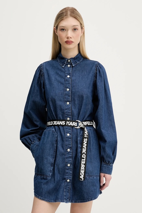 Karl Lagerfeld Jeans sukienka jeansowa kolor granatowy mini prosta A3W13014 - zdjęcie produktu nr 1