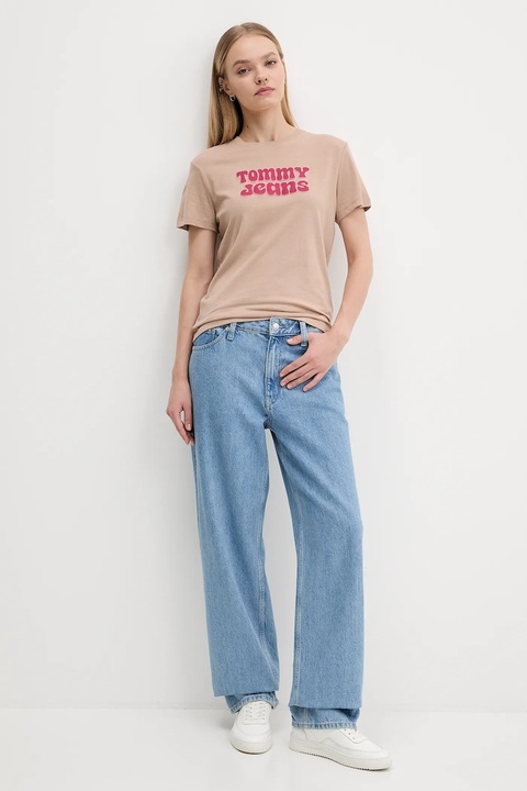 Tommy Jeans t-shirt damski kolor brązowy DW0DW21956 - zdjęcie produktu nr 1