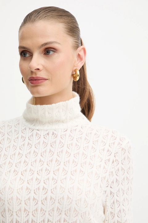 Pinko sweter damski kolor beżowy lekki z półgolfem 105979 A2YI - zdjęcie produktu nr 2