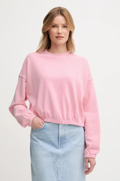 United Colors of Benetton bluza bawełniana damska kolor różowy gładka 39BLD109O - zdjęcie produktu nr 1