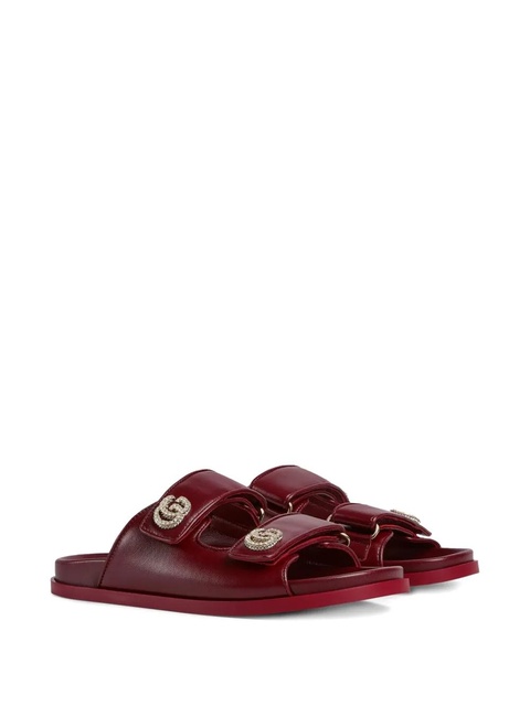 Gucci crystal double G strap sandals - Red - zdjęcie produktu nr 2