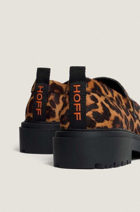 Hoff mokasyny skórzane LEOPARD MARRON damskie kolor brązowy na płaskim obcasie 22428004 SCHOOL - zdjęcie produktu nr 1