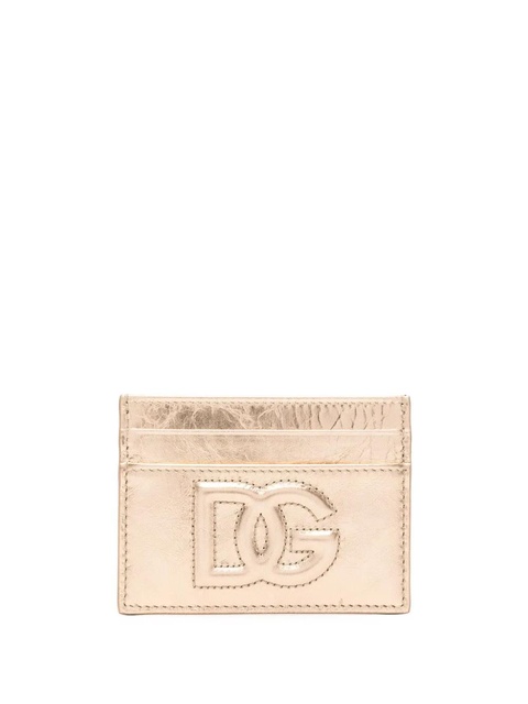Dolce & Gabbana embossed-logo metallic-effect wallet - Gold - zdjęcie produktu nr 1