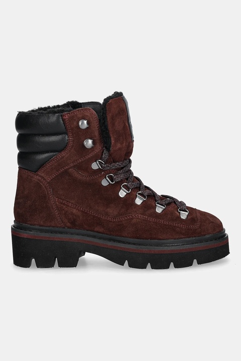 Medicine botki skórzane damskie kolor bordowy na platformie - zdjęcie produktu nr 2