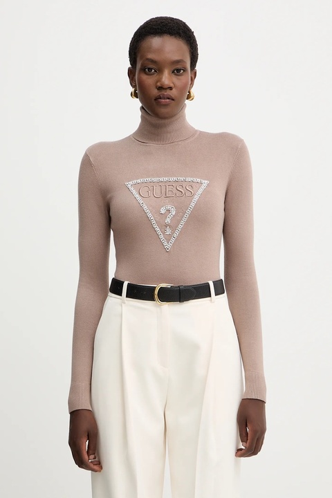 Guess sweter MELANIE damski kolor beżowy lekki z golfem W5BR39 Z2NQ2 - zdjęcie produktu nr 2