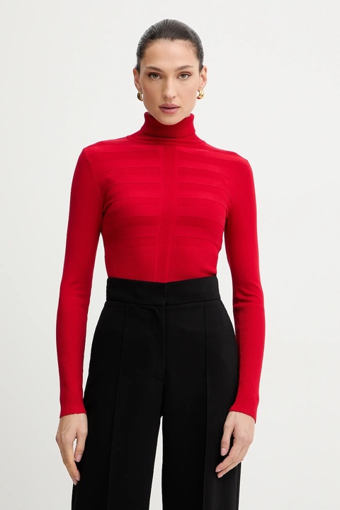 Morgan sweter MENTOS.M damski kolor czerwony z golfem MENTOS.M - zdjęcie produktu nr 1