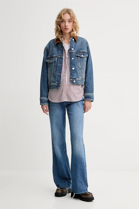 Levi's koszula bawełniana damska kolor brązowy relaxed z kołnierzykiem klasycznym 001HM - zdjęcie produktu nr 2