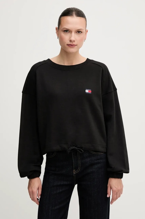 Tommy Jeans bluza bawełniana damska kolor czarny gładka DW0DW21344 - zdjęcie produktu nr 1