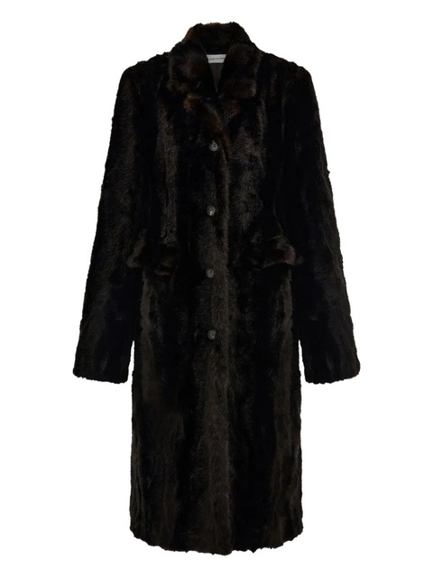 Ferragamo mink-effect single-breasted coat - Brown - zdjęcie produktu nr 1