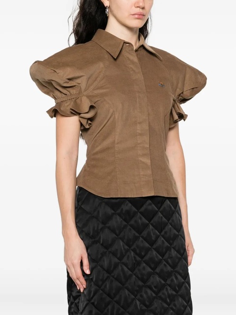 Vivienne Westwood ruffled-sleeve cotton top - Brown - zdjęcie produktu nr 2