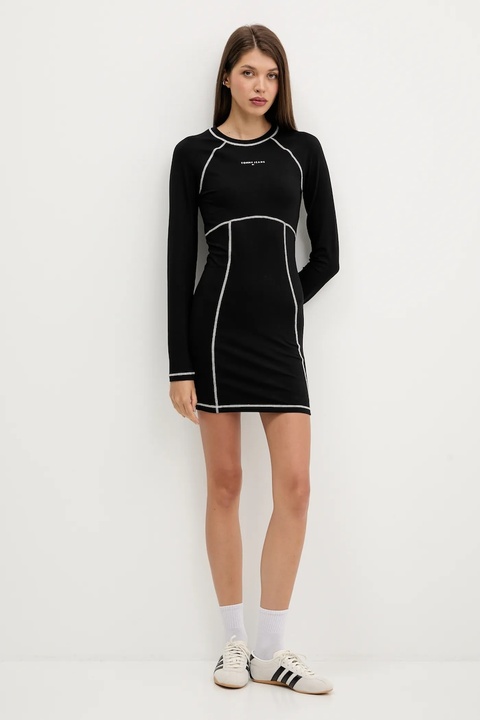 Tommy Jeans sukienka kolor czarny mini rozkloszowana DW0DW21465 - zdjęcie produktu nr 2