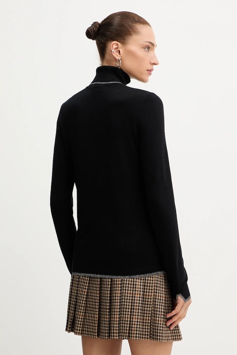 Liu Jo sweter damski kolor czarny lekki z golfem MF5229 MS49I - zdjęcie produktu nr 1