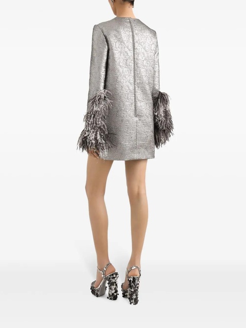 Dolce & Gabbana feather-trim mini dress - Silver - zdjęcie produktu nr 1