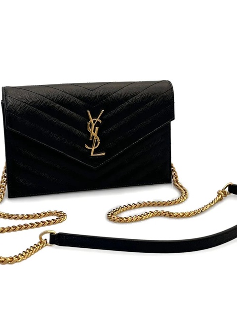 Saint Laurent Chevron chain shoulder bag - Black - zdjęcie produktu nr 1