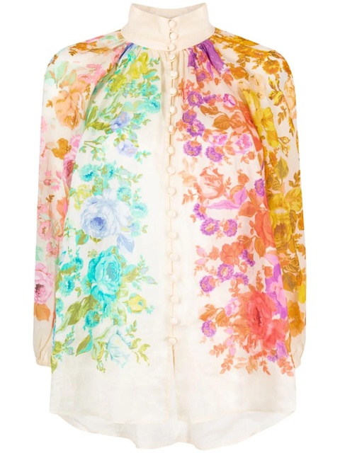 ZIMMERMANN floral-print ramie blouse - Neutrals - zdjęcie produktu nr 1