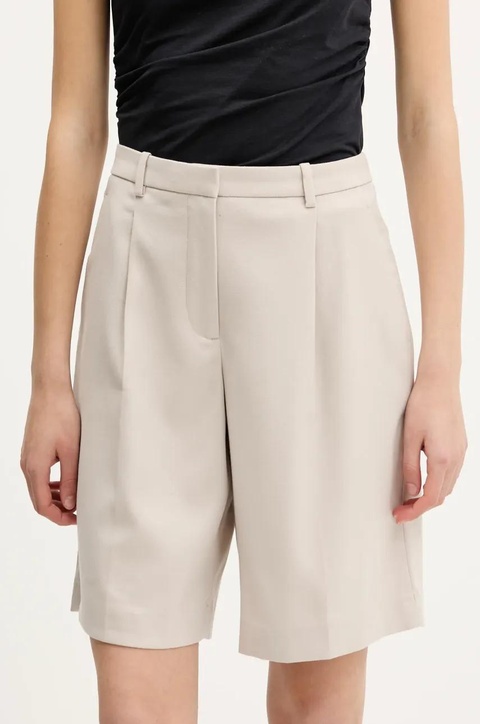 Abercrombie & Fitch szorty damskie kolor beżowy gładkie high waist KI149-5182 - zdjęcie produktu nr 1