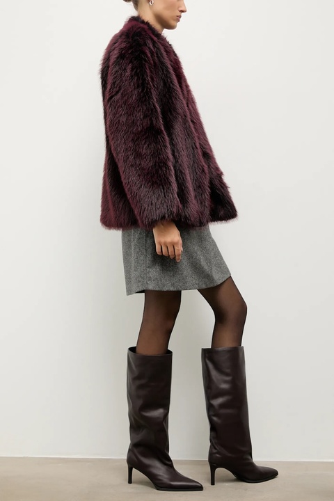 Answear.LAB kozaki skórzane kolor bordowy na szpilce - zdjęcie produktu nr 1