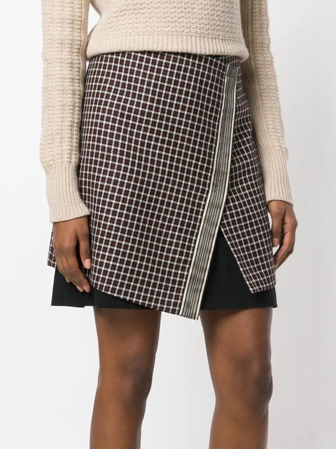 ETRO asymmetrical layered check skirt - Black - zdjęcie produktu nr 2