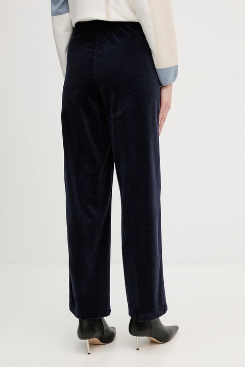 United Colors of Benetton spodnie sztruksowe kolor granatowy proste high waist 4HA2DF07I - zdjęcie produktu nr 2