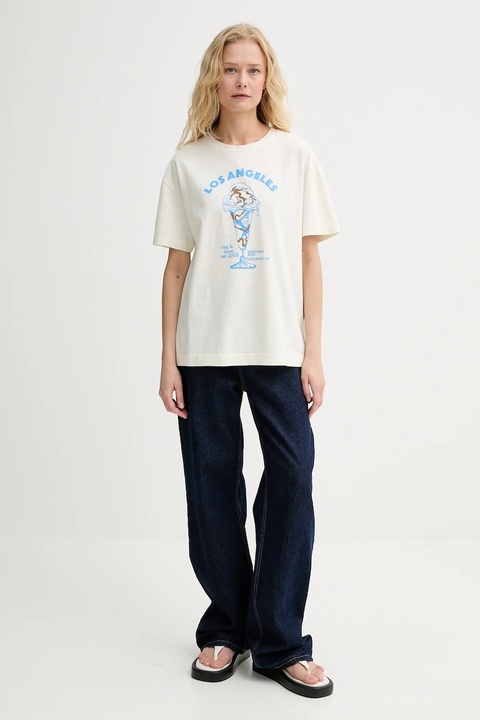 Rag & Bone t-shirt bawełniany damski kolor beżowy WCC25PT034MI36 - zdjęcie produktu nr 2