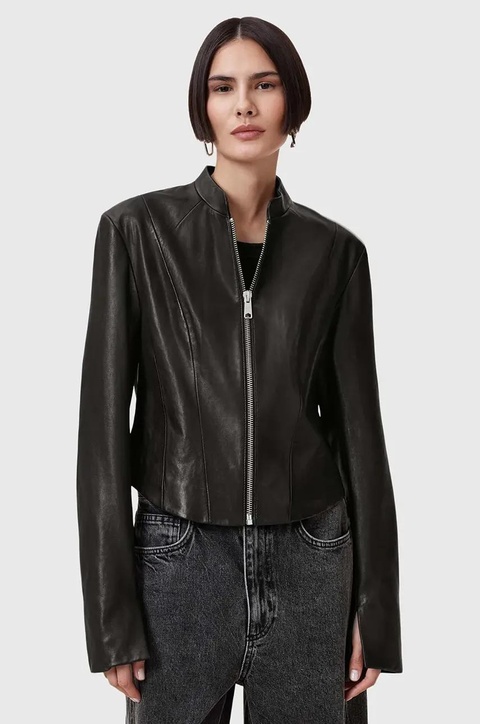AllSaints kurtka skórzana SADLER kolor czarny przejściowa W139LB - zdjęcie produktu nr 1