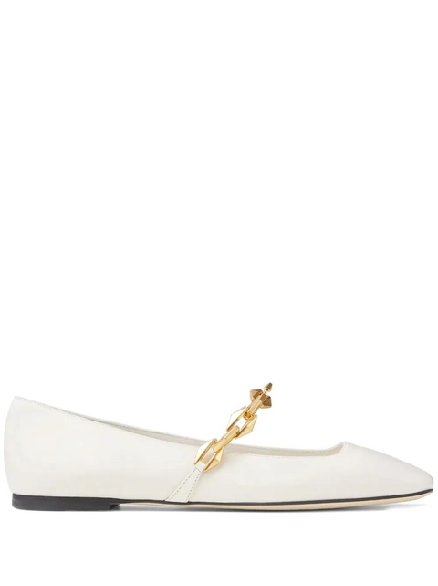 Jimmy Choo Diamond Tilda leather ballerina shoes - White - zdjęcie produktu nr 1