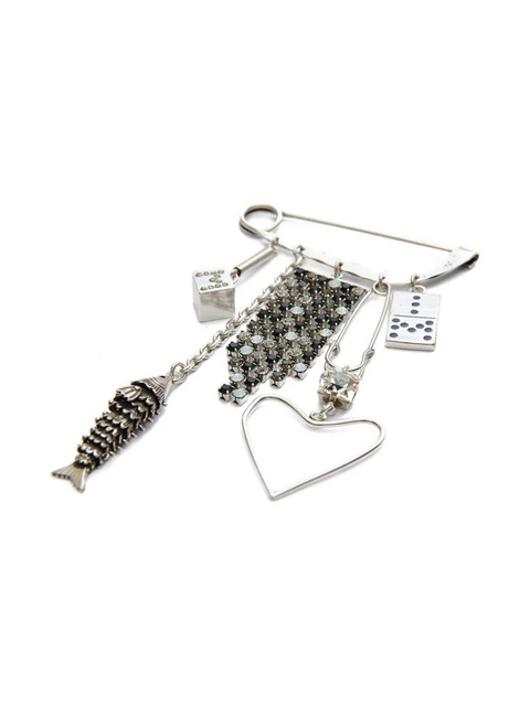 ISABEL MARANT Abby safety-pin embellished brooch - Silver - zdjęcie produktu nr 1