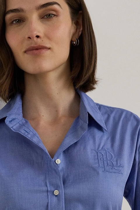 Lauren Ralph Lauren koszula bawełniana damska kolor niebieski relaxed z kołnierzykiem klasycznym 200979855 - zdjęcie produktu nr 2