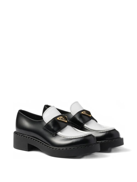Prada leather Triangle-logo loafers - Black - zdjęcie produktu nr 1