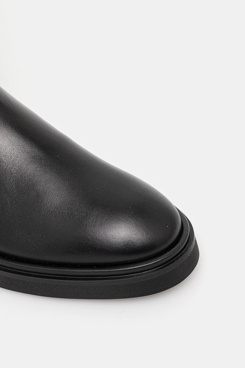 Calvin Klein kozaki skórzane KNEE BOOT W/ METAL LOGO damskie kolor czarny na płaskim obcasie HW0HW02665 - zdjęcie produktu nr 2