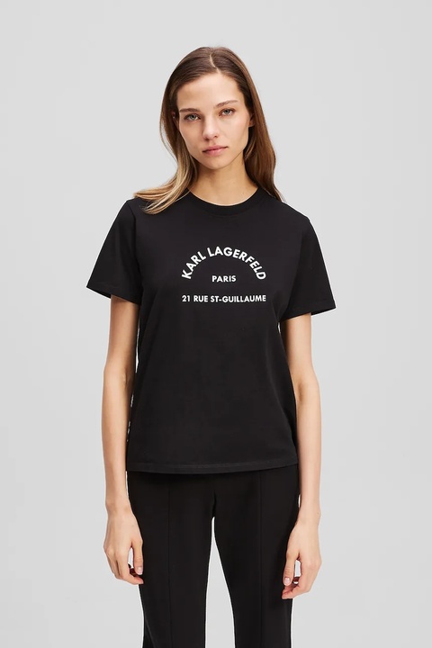 Karl Lagerfeld t-shirt bawełniany damski kolor czarny A3W17105 - zdjęcie produktu nr 1