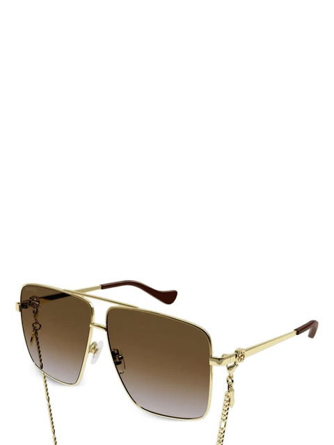 Gucci Eyewear detachable chain full-rim sunglasses - Gold - zdjęcie produktu nr 1